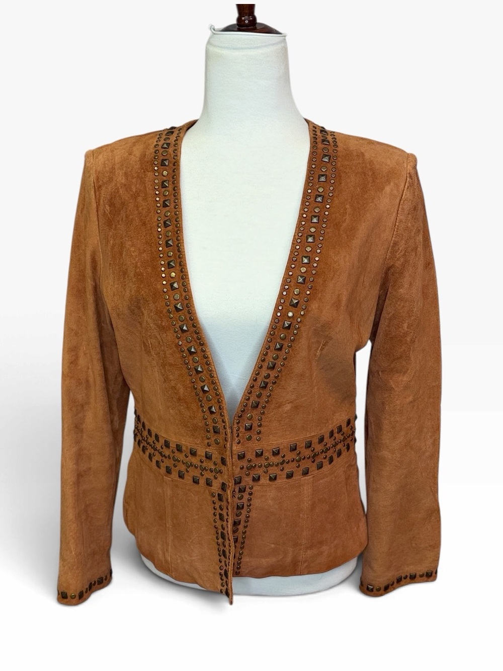 C Concept Brown Suede Stud-Trim Jacket